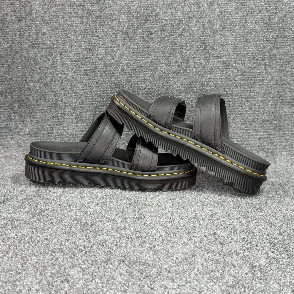 Dr. Martens Myles‎ Brando Leather Buckle Slide Sandals Women's 10 Black Platform